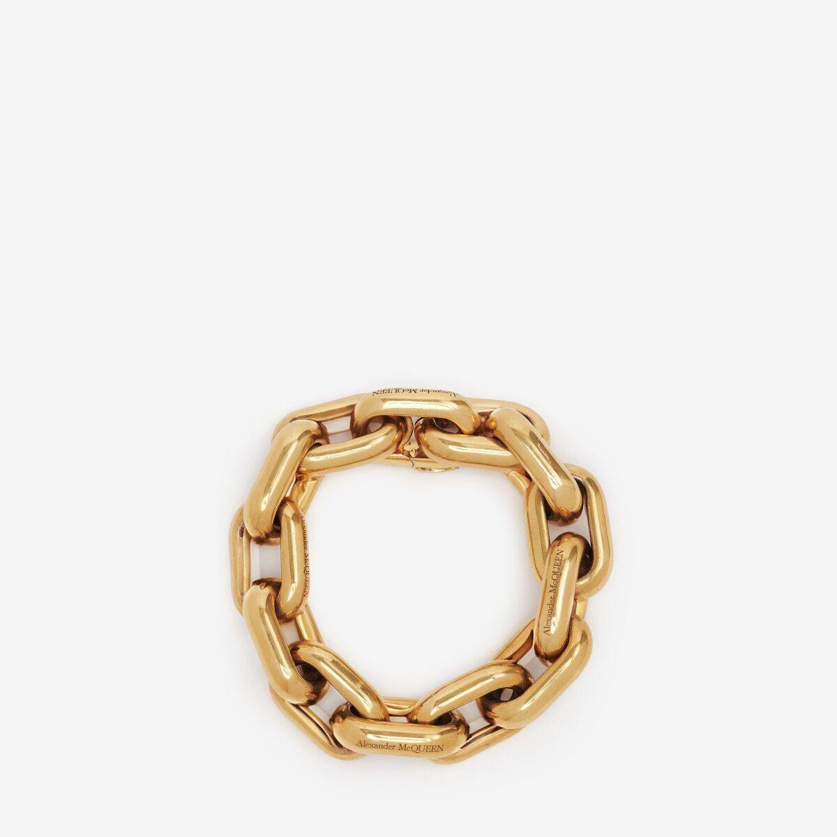 Alexander McQueen Women's Gold Peak Chain Bracelet - M (Brass)